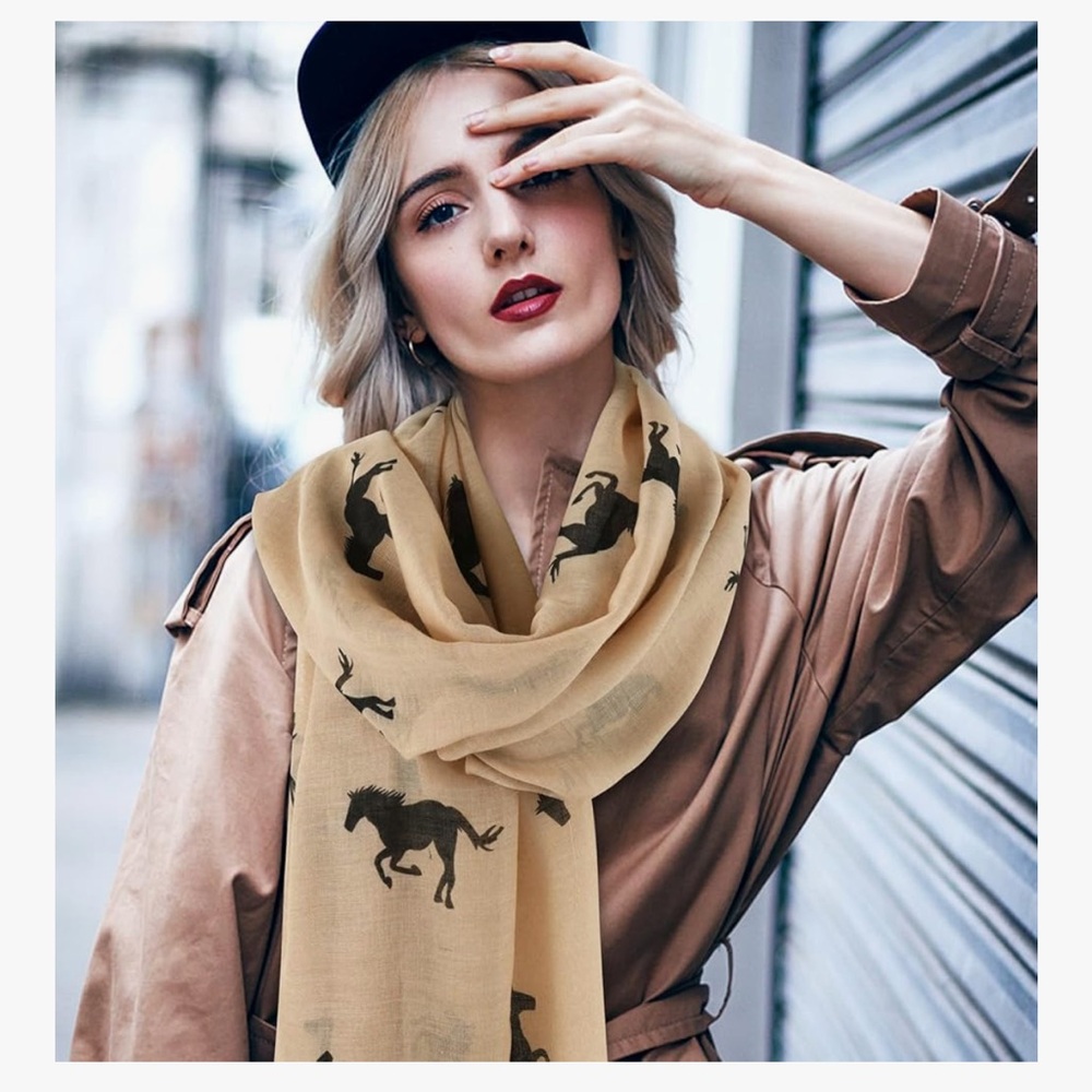 🆕 Horse Fashion Scarf for Women Lightweight Scarves Shawl Wrap for Spring/Summer - Picture 3 of 7
